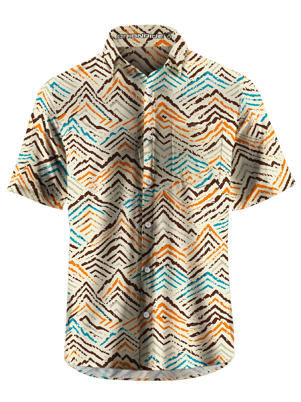 Orionride Layered Mountain Lines Zipper Pockets Ultra Lightweight Short Sleeves Gravel Shirt