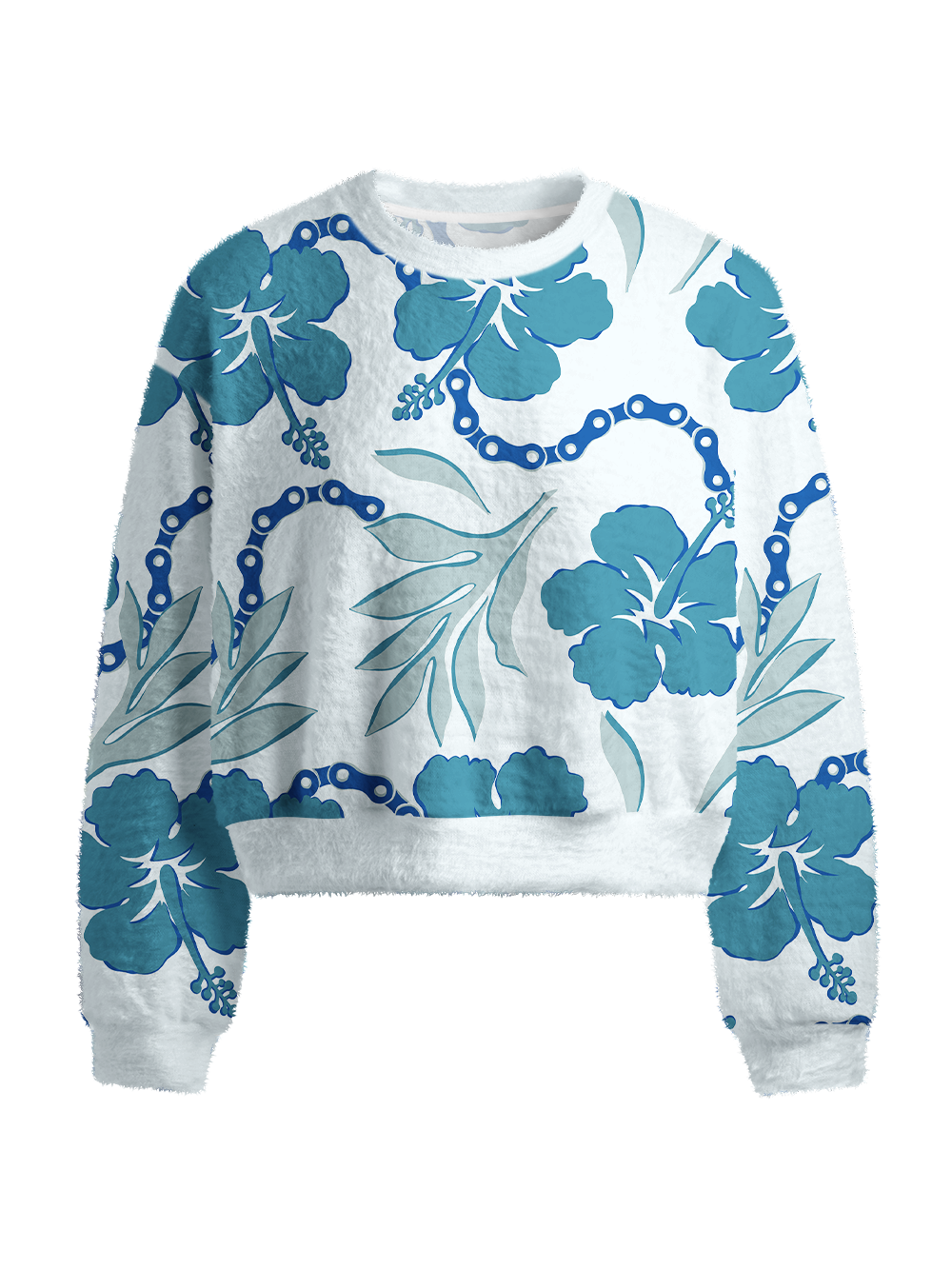 Orionride Hibiscus Petals Women's Fuzzy Knit Sweater