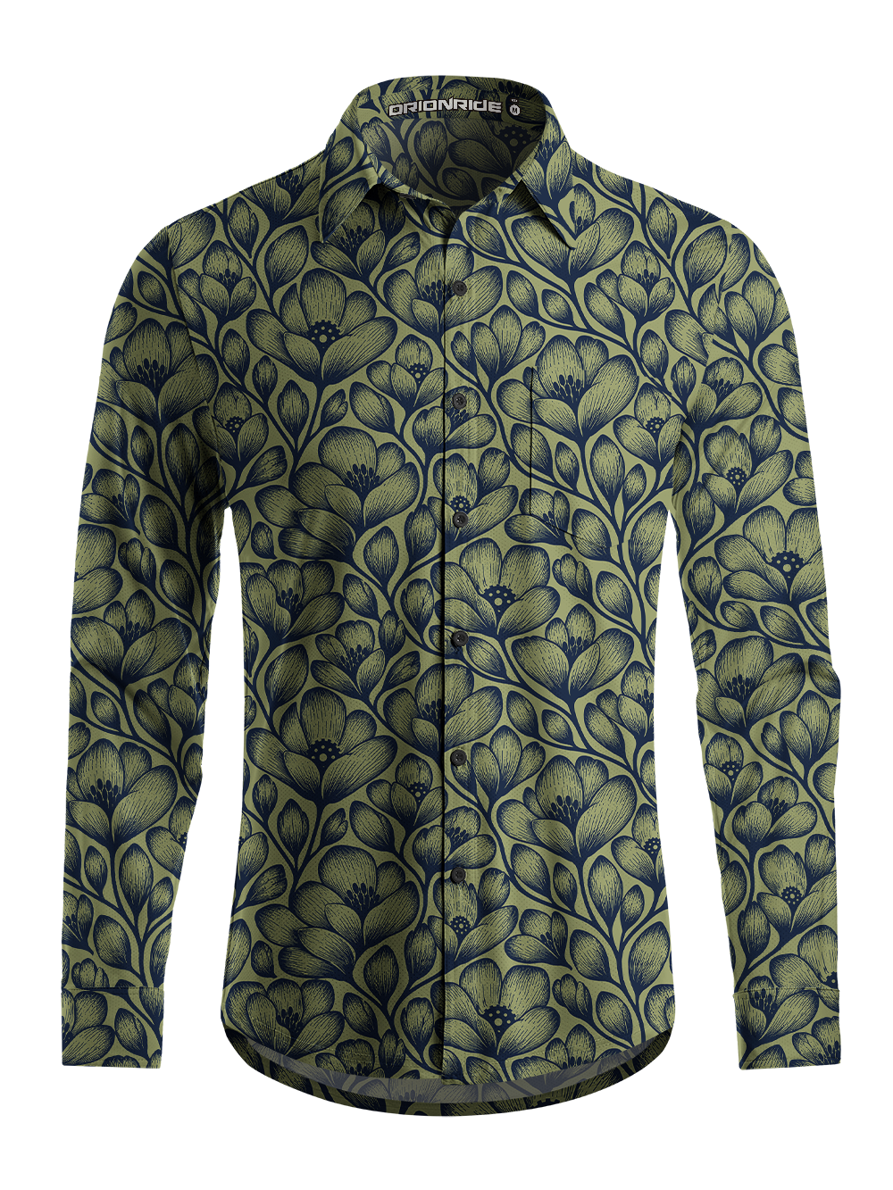 Orionride Flowers Line Men's Stretchy Breathable Long Sleeve Gravel Shirt