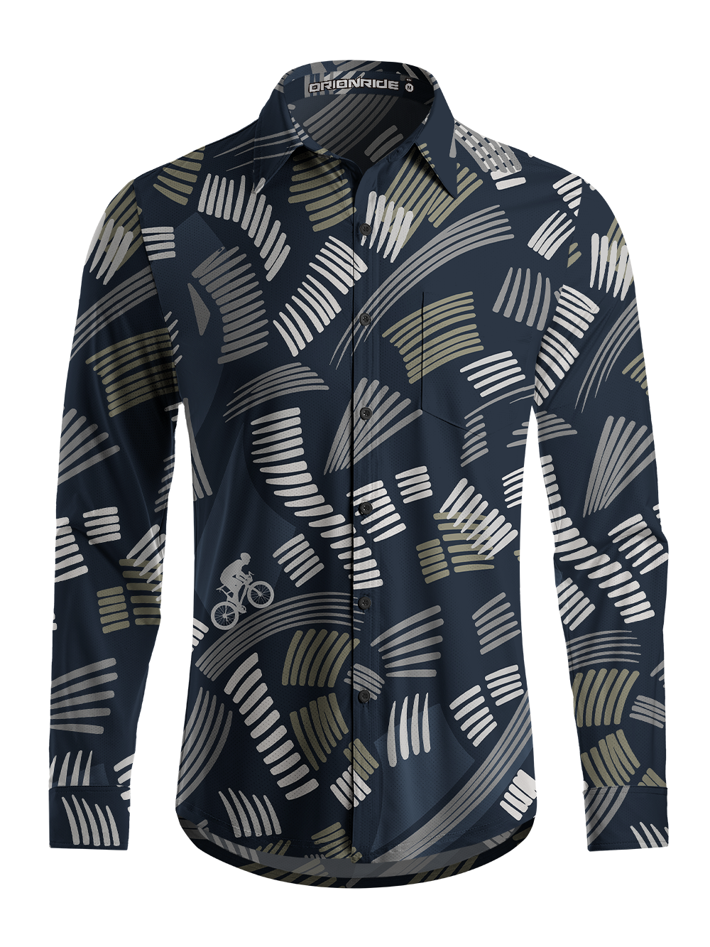 Orionride Abstract Cycling Field Men's Stretchy Breathable Long Sleeve Gravel Shirt