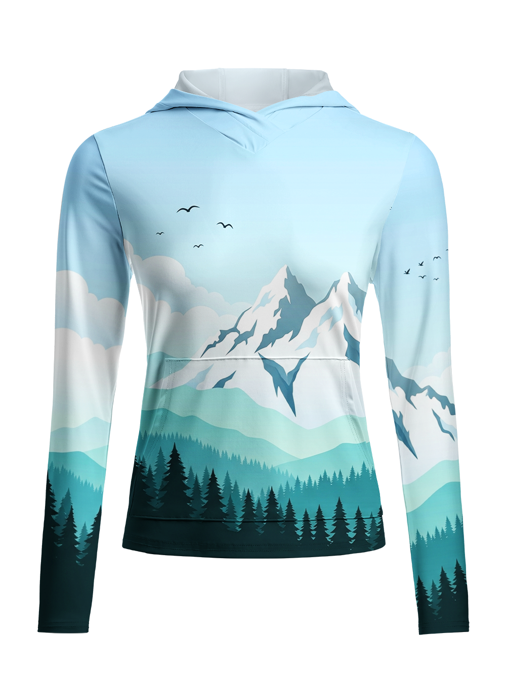 Orionride Snowy Peaks Women's Long Sleeve Cycling Hoodie Shirt