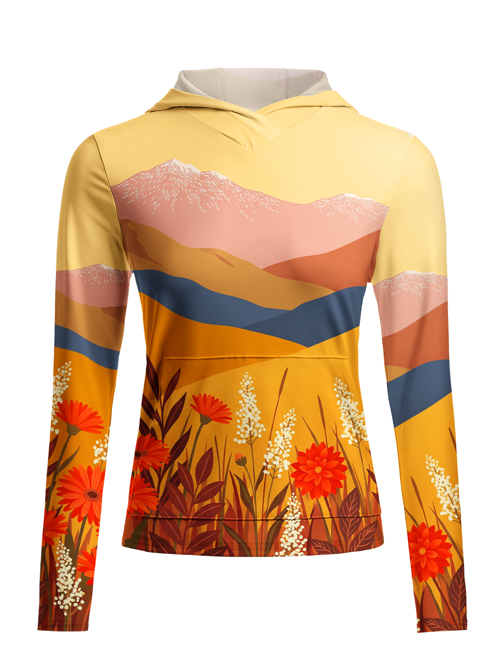 Orionride Autumn Meadow Women's Long Sleeve Cycling Hoodie Shirt