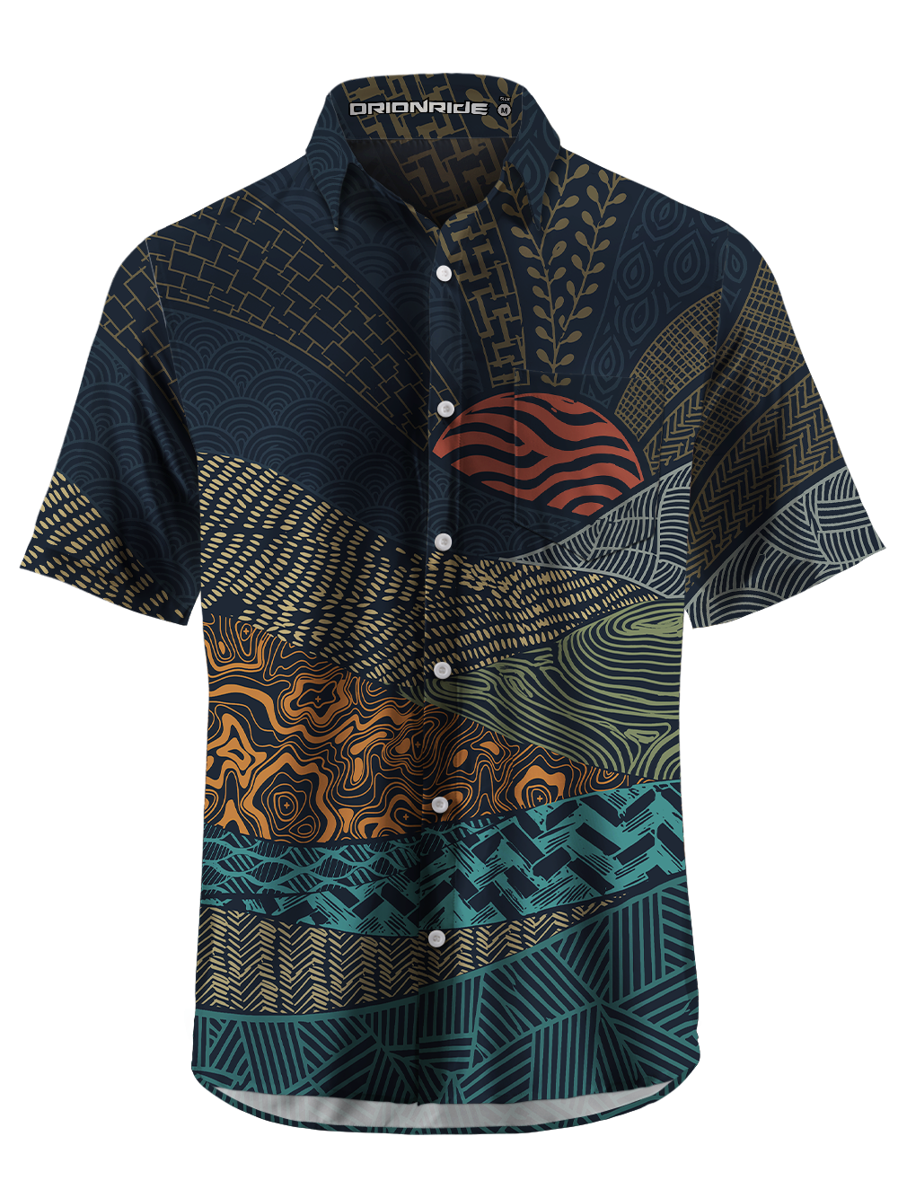 Orionride Dark Line Landscape Zipper Pockets Ultra Lightweight Short Sleeves Gravel Shirt