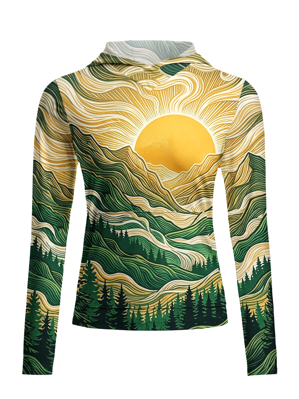 Orionride Sunlight On The Mountain Women's Long Sleeve Cycling Hoodie Shirt