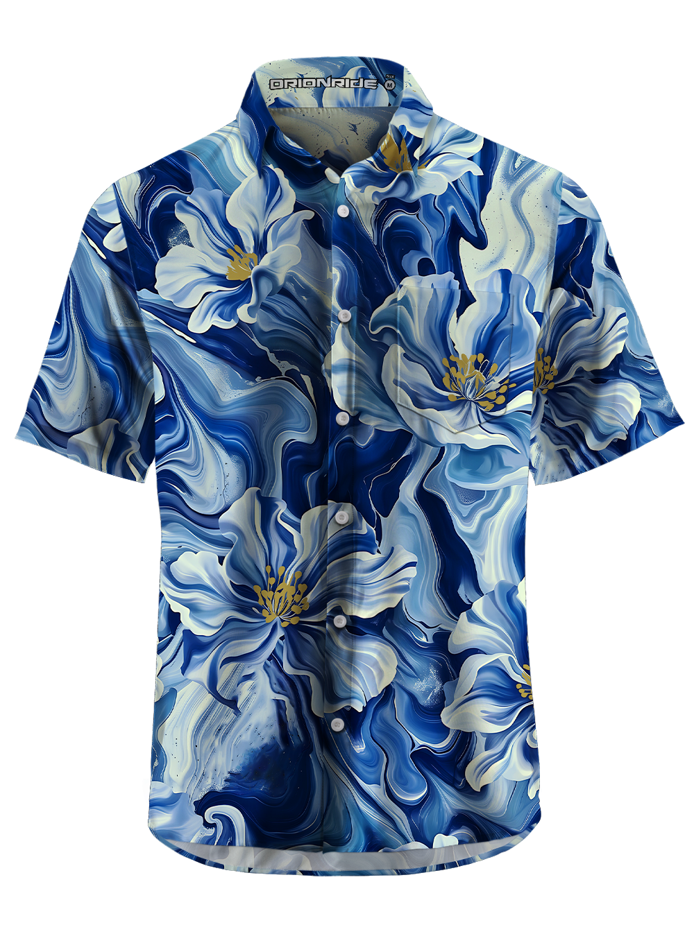 Orionride Fluid Blossoms Zipper Pockets Ultra Lightweight Short Sleeves Gravel Shirt