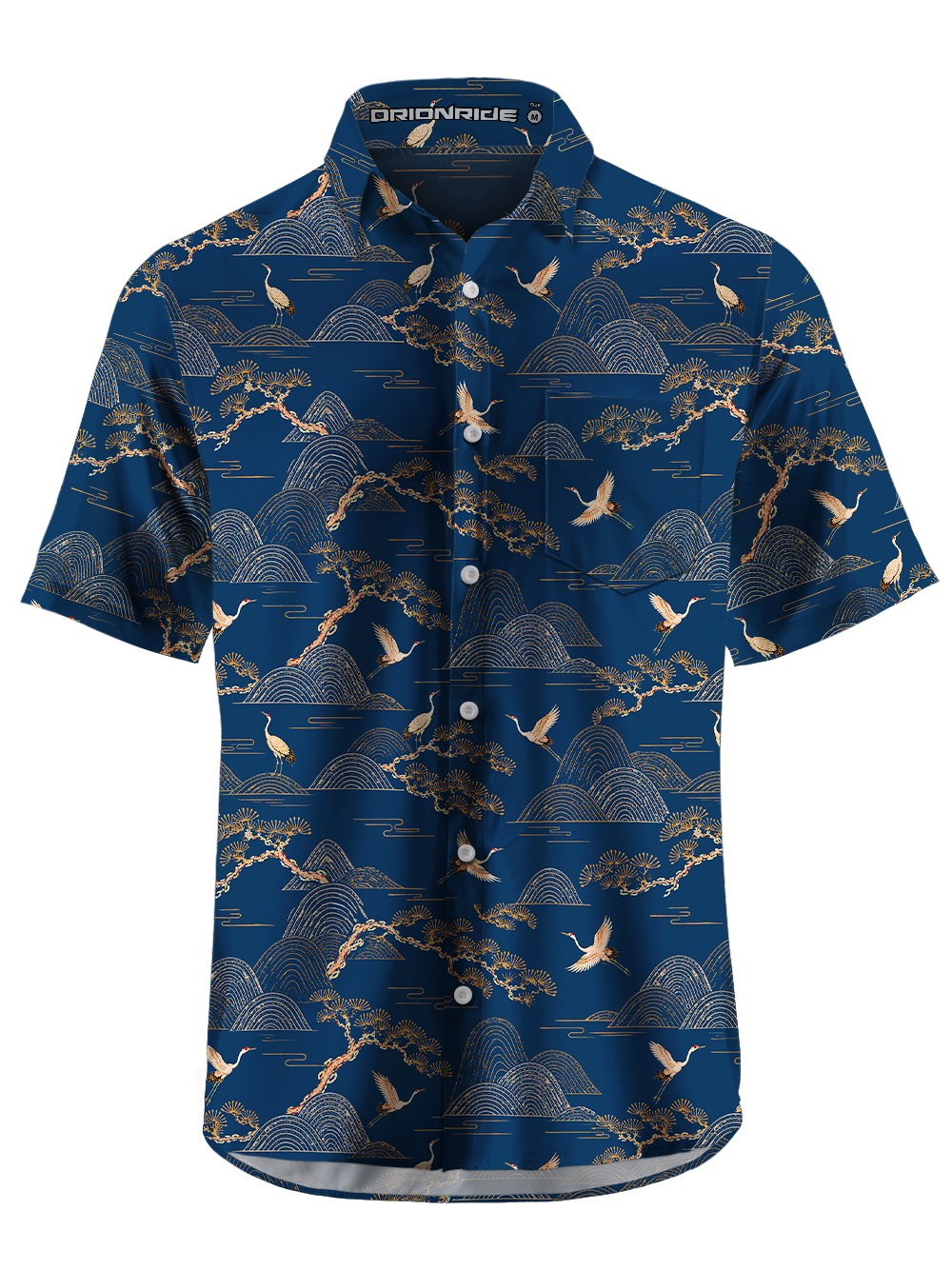 Orionride Golden Crane Zipper Pockets Ultra Lightweight Short Sleeves Gravel Shirt