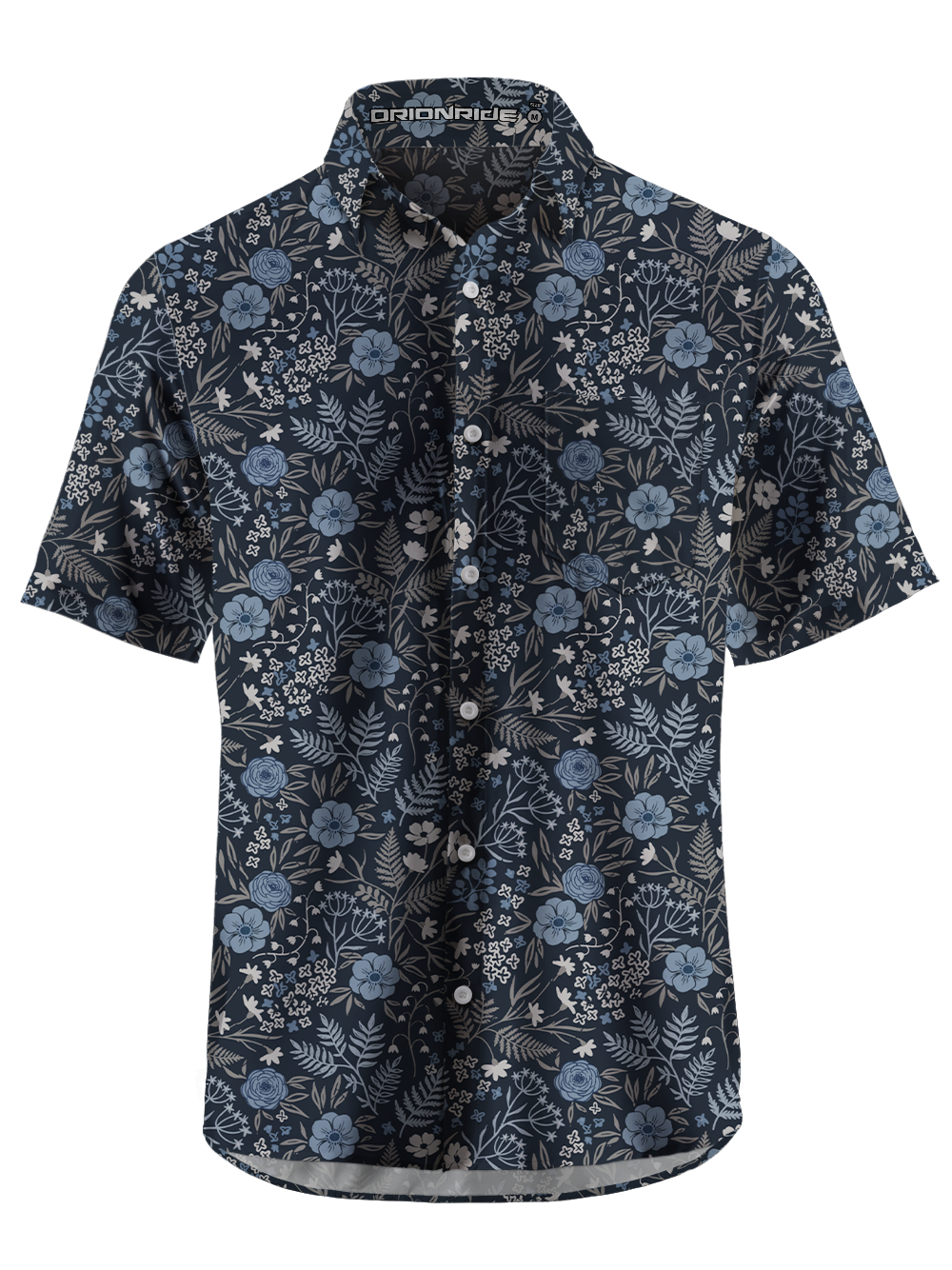 Orionride Midnight Florals Zipper Pockets Ultra Lightweight Short Sleeves Gravel Shirt