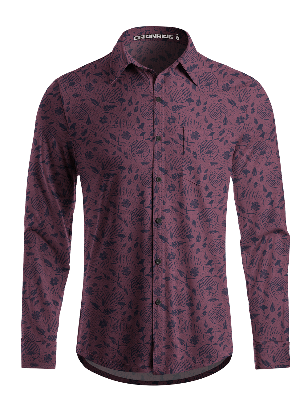Orionride Plum Botanical Men's Stretchy Breathable Long Sleeve Gravel Shirt