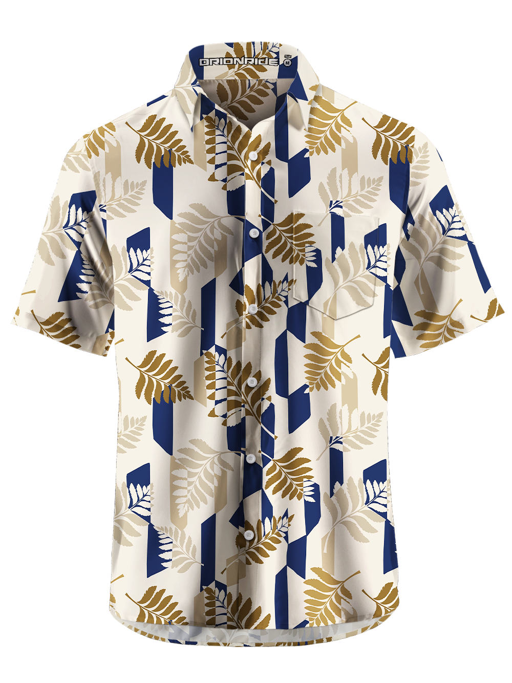 Orionride Geometric Fern Pattern Zipper Pockets Ultra Lightweight Short Sleeves Gravel Shirt