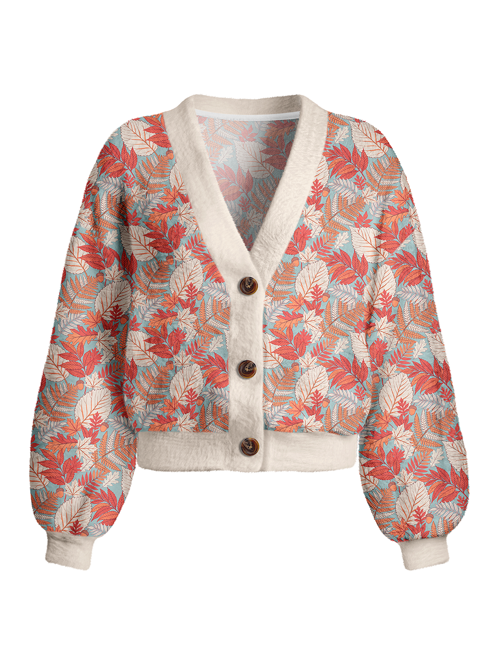 Orionride Autumn Leaf Women's Fuzzy Knit Cardigan
