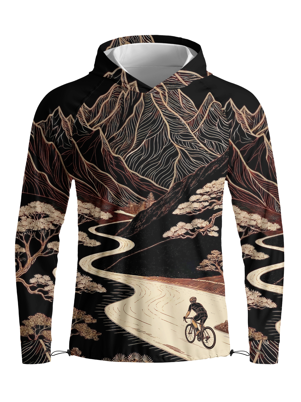 Orionride Line Mountain Ride Long Sleeve Cycling Hoodie Shirt