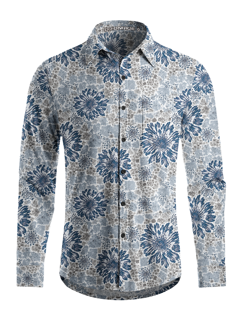 Orionride Midnight Blooms Men's Stretchy Breathable Long Sleeve Gravel Shirt
