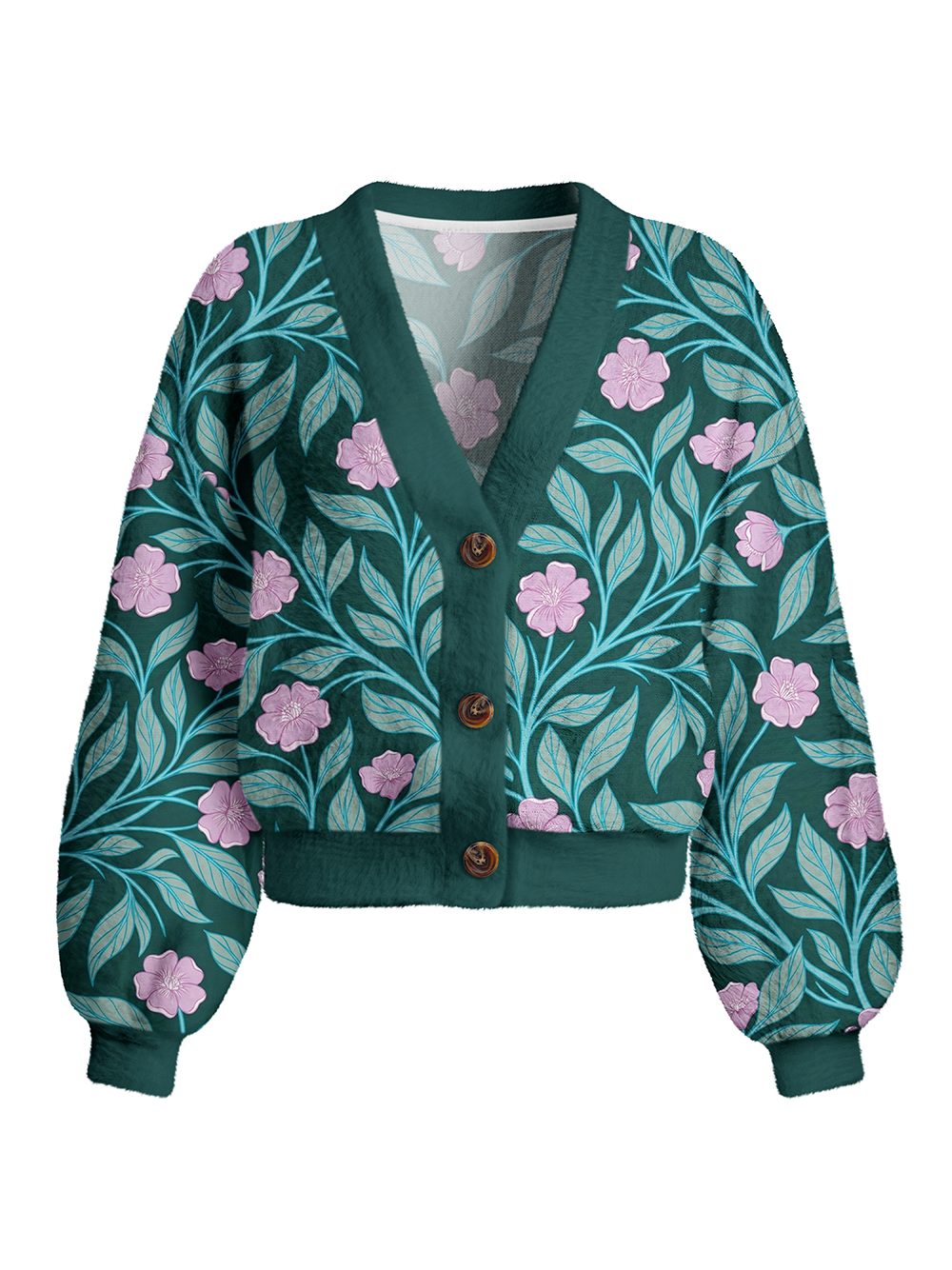 Orionride Matte Floral Women's Fuzzy Knit Cardigan
