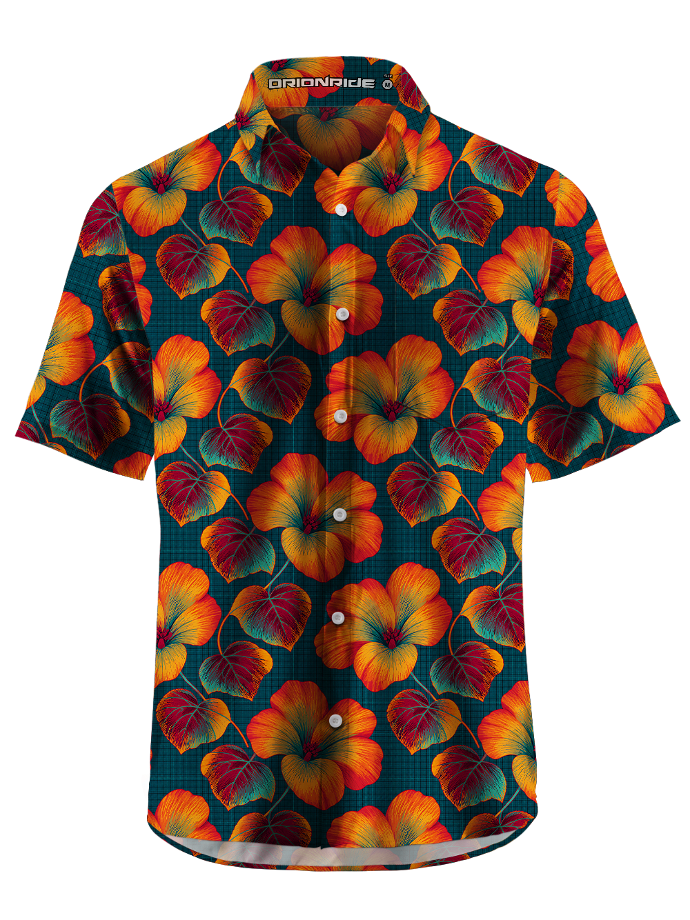 Orionride Fiery Hibiscus Zipper Pockets Ultra Lightweight Short Sleeves Gravel Shirt