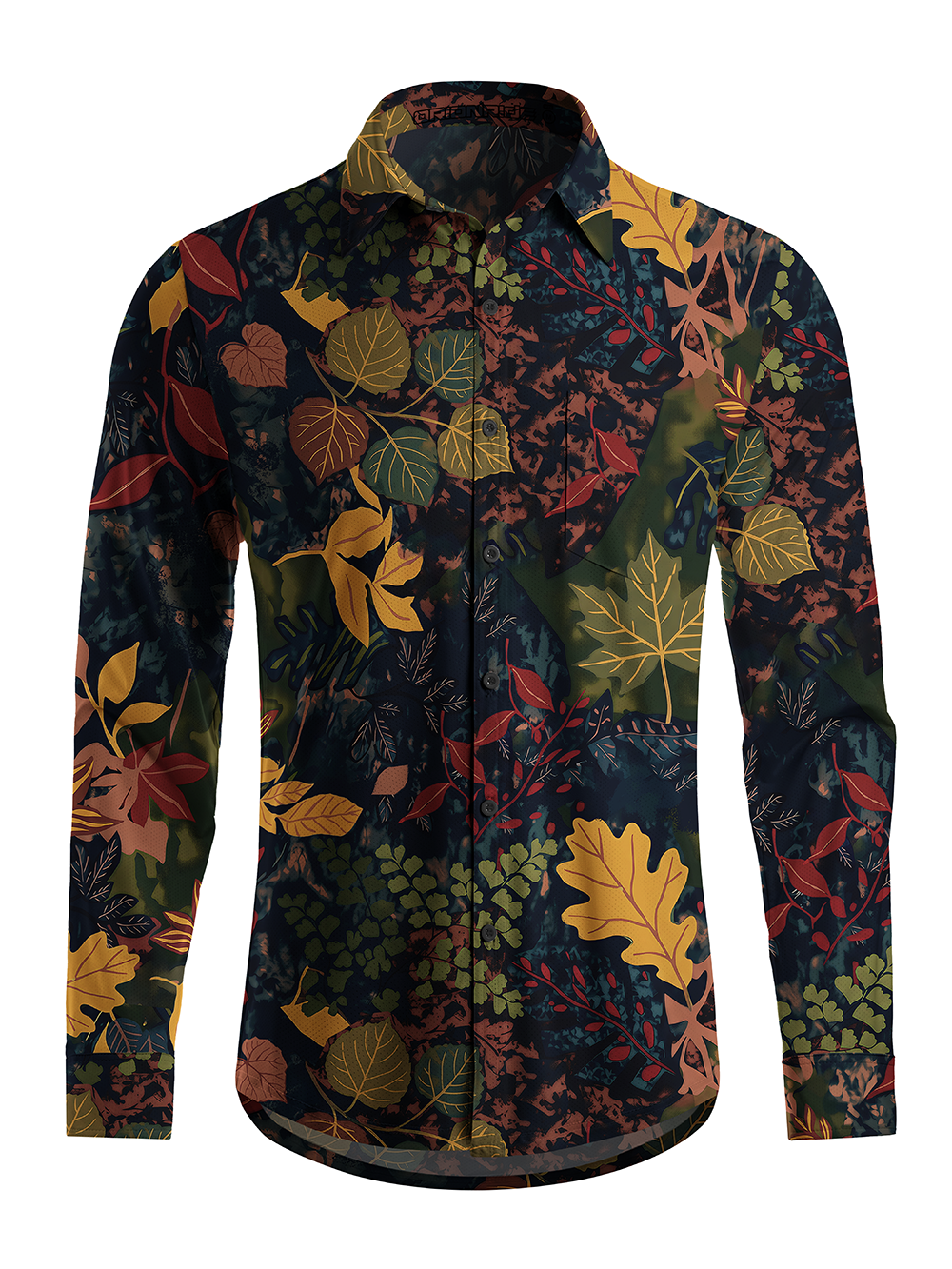 Orionride Fallen Leaves Men's Stretchy Breathable Long Sleeve Gravel Shirt