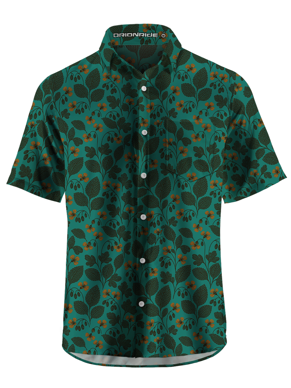 Orionride Vintage Botanical Zipper Pockets Ultra Lightweight Short Sleeves Gravel Shirt