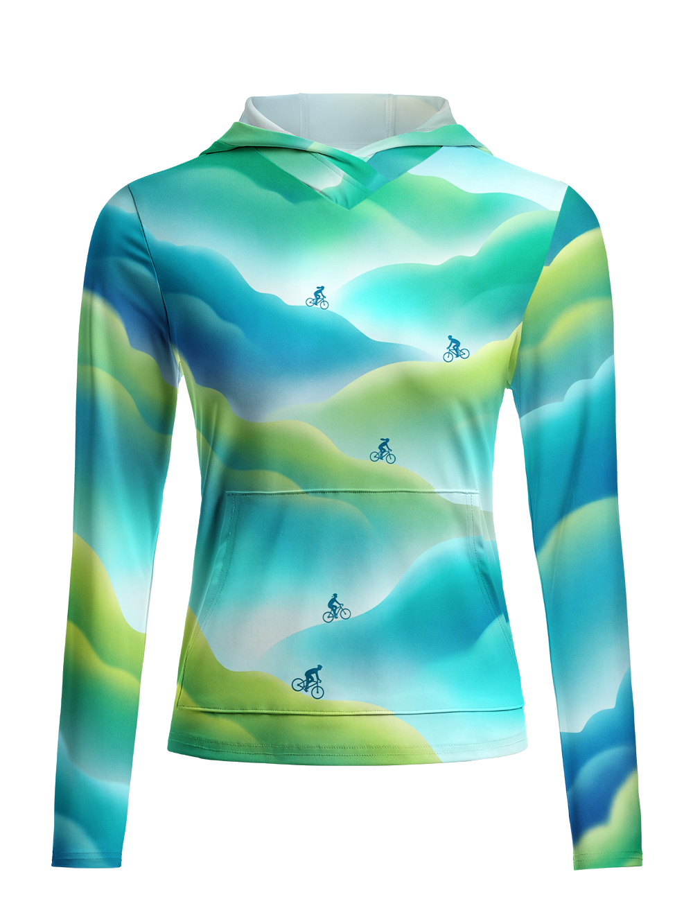 Orionride Green Travel Women's Long Sleeve Cycling Hoodie Shirt