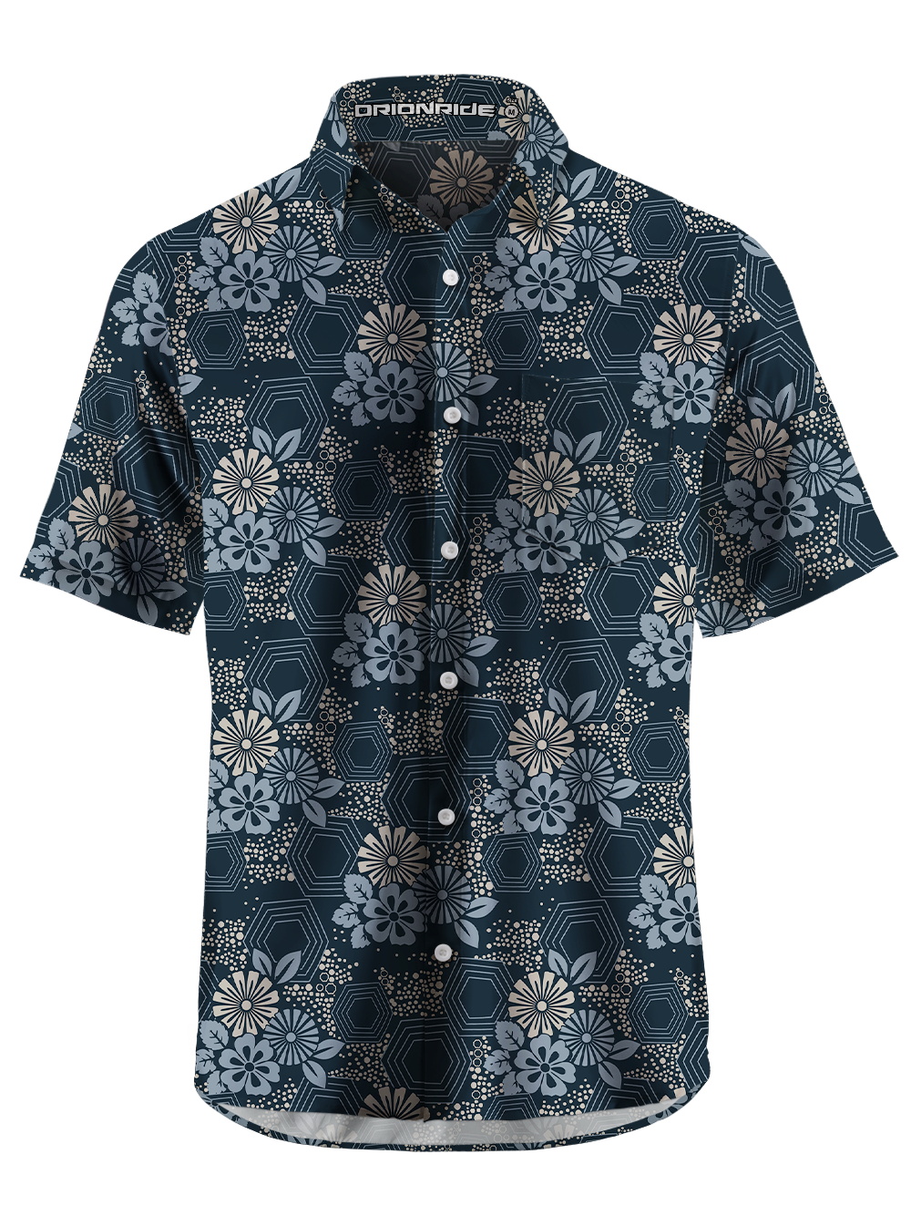 Orionride Geometric Night Bloom Zipper Pockets Ultra Lightweight Short Sleeves Gravel Shirt
