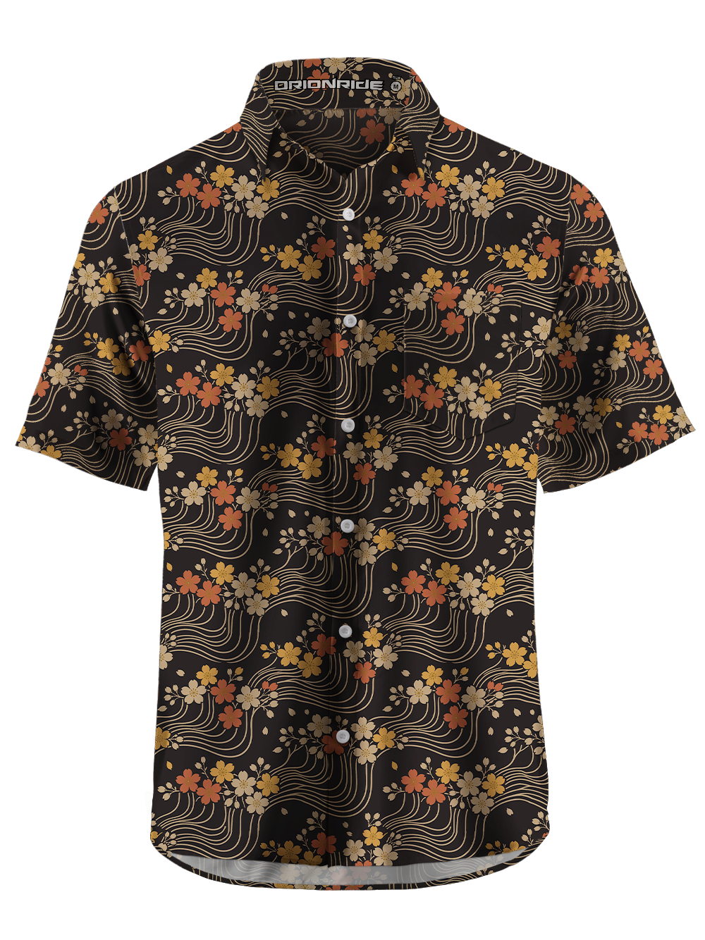 Orionride Cherry Blossom Lines Zipper Pockets Ultra Lightweight Short Sleeves Gravel Shirt