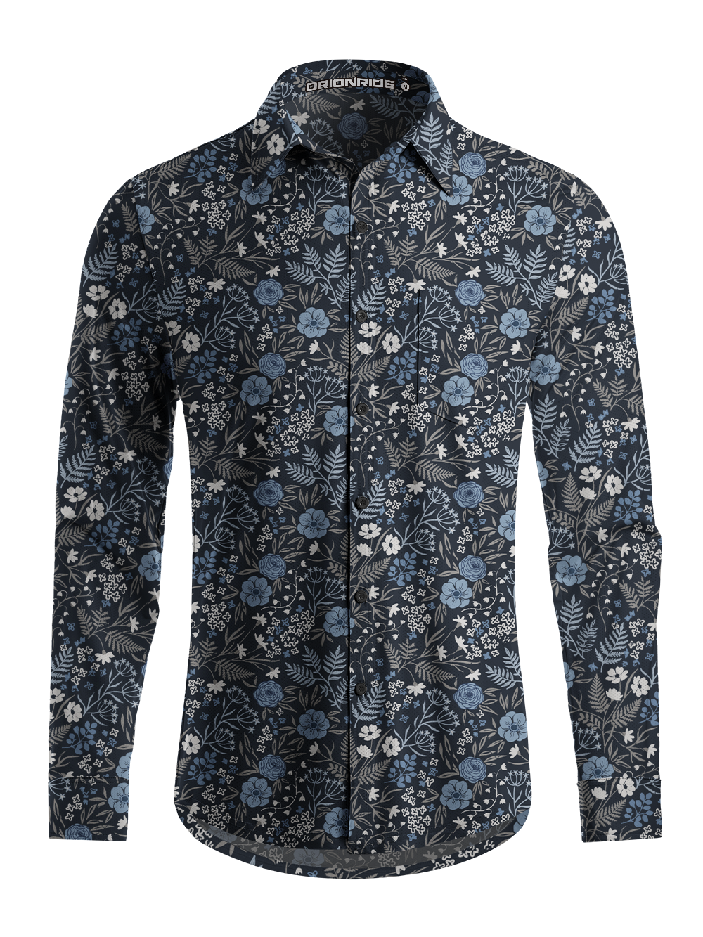 Orionride Midnight Florals Men's Stretchy Breathable Long Sleeve Gravel Shirt