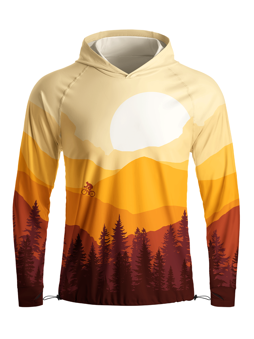 Orionride Warm Pine Shadow Long Sleeve Cycling Hoodie Shirt
