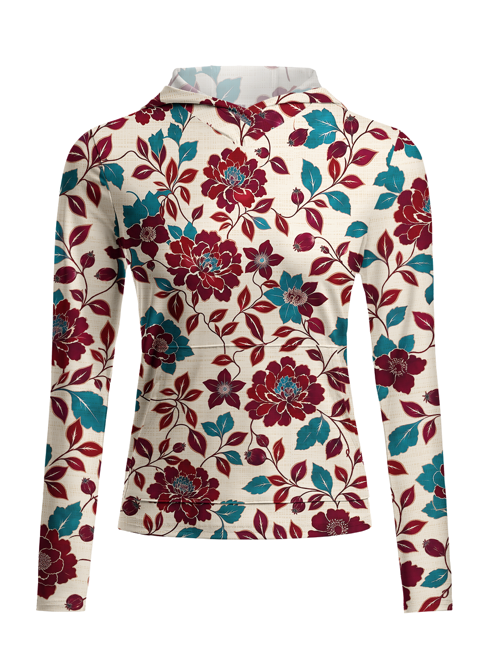 Orionride Luxurious Peony Women's Long Sleeve Cycling Hoodie Shirt