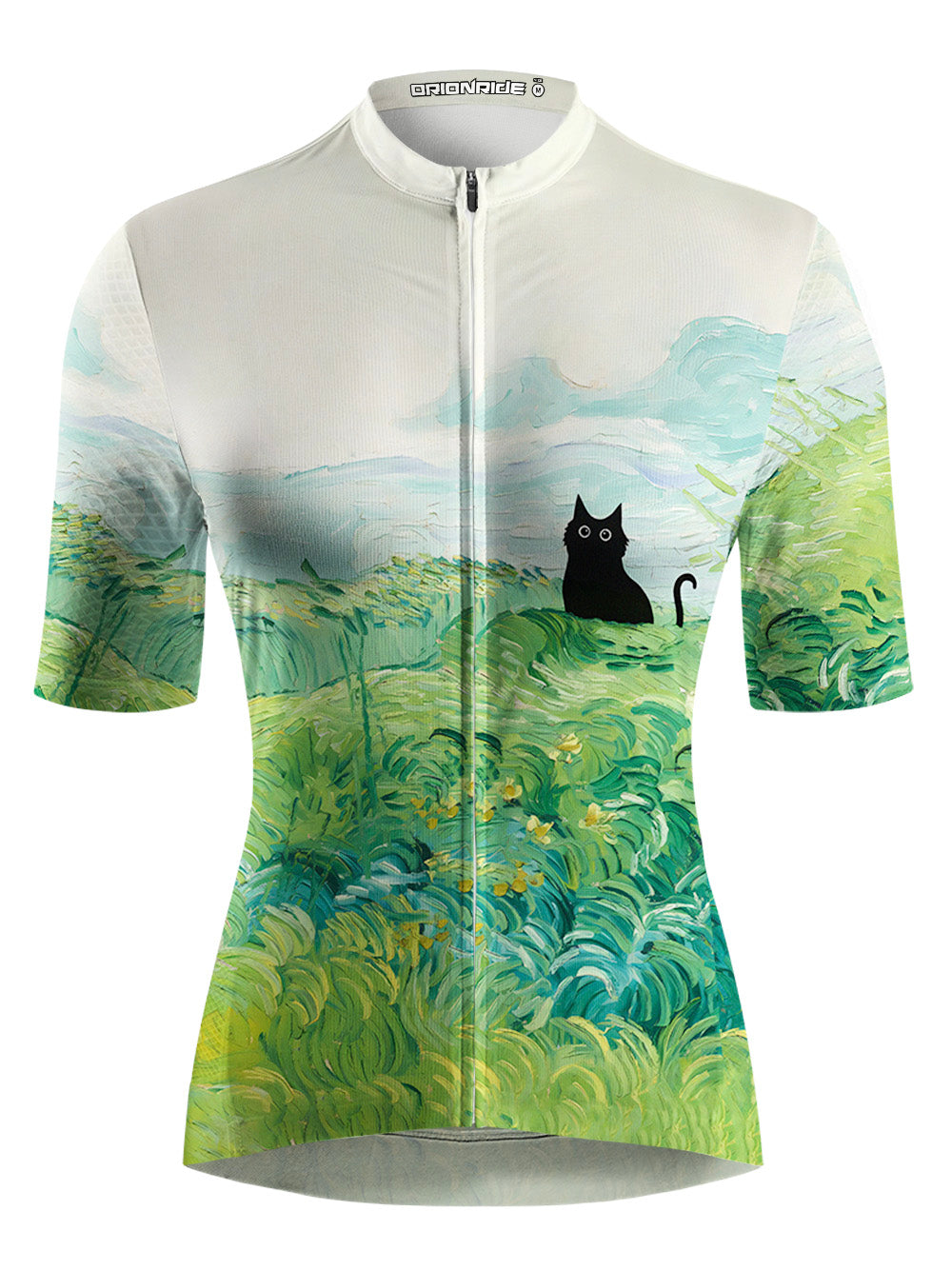 Orionride Oil Painting Black Cat Short Sleeves Women's Jersey