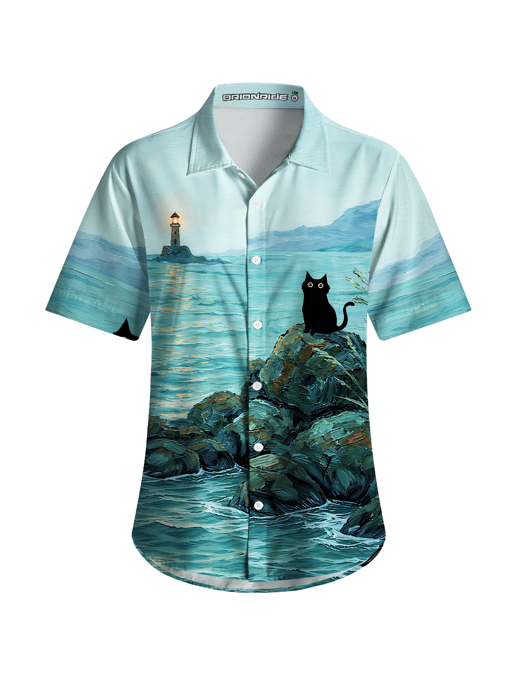 Orionride Curious Black Cat Zipper Pockets Ultra Lightweight Short Sleeves Women's Gravel Shirt
