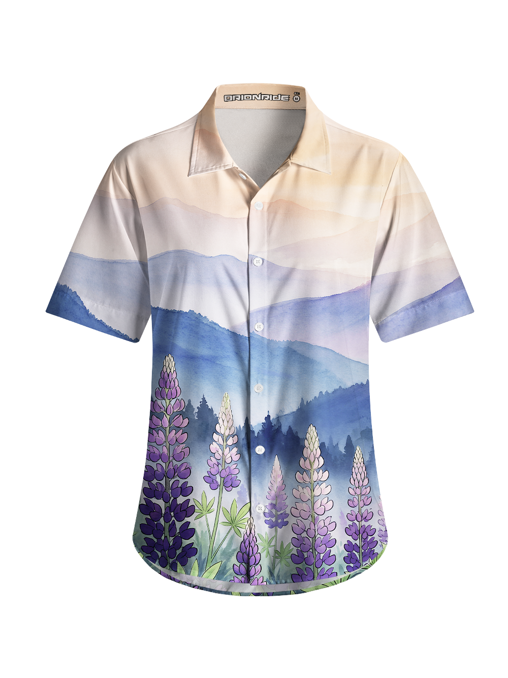 Orionride Blue-Purple Mountains Zipper Pockets Ultra Lightweight Short Sleeves Women's Gravel Shirt