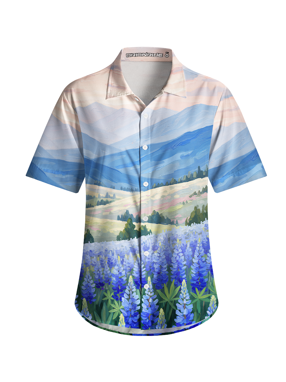 Orionride Lavender Fields Zipper Pockets Ultra Lightweight Short Sleeves Women's Gravel Shirt