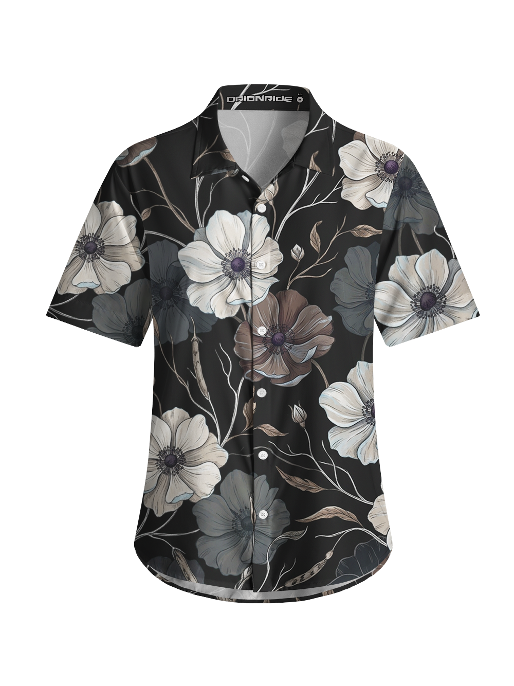 Orionride Delicate Flowers Zipper Pockets Ultra Lightweight Short Sleeves Women's Gravel Shirt