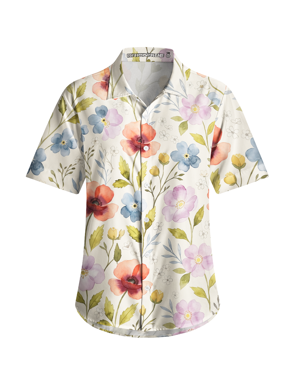 Orionride Watercolor Poppy Zipper Pockets Ultra Lightweight Short Sleeves Women's Gravel Shirt