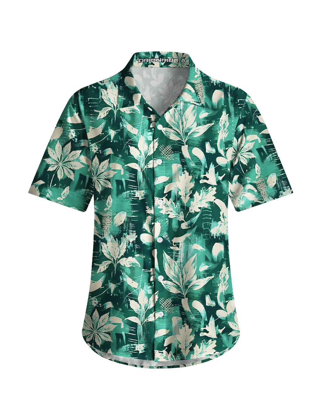 Orionride Leaf Graffiti Zipper Pockets Ultra Lightweight Short Sleeves Women's Gravel Shirt