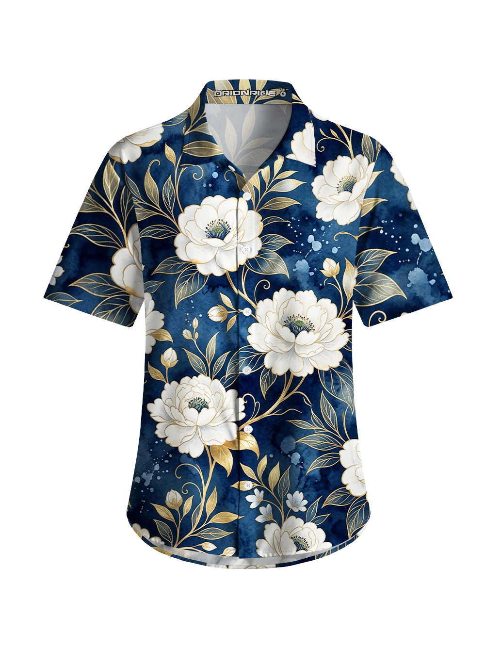 Orionride Delicate Camellia Zipper Pockets Ultra Lightweight Short Sleeves Women's Gravel Shirt