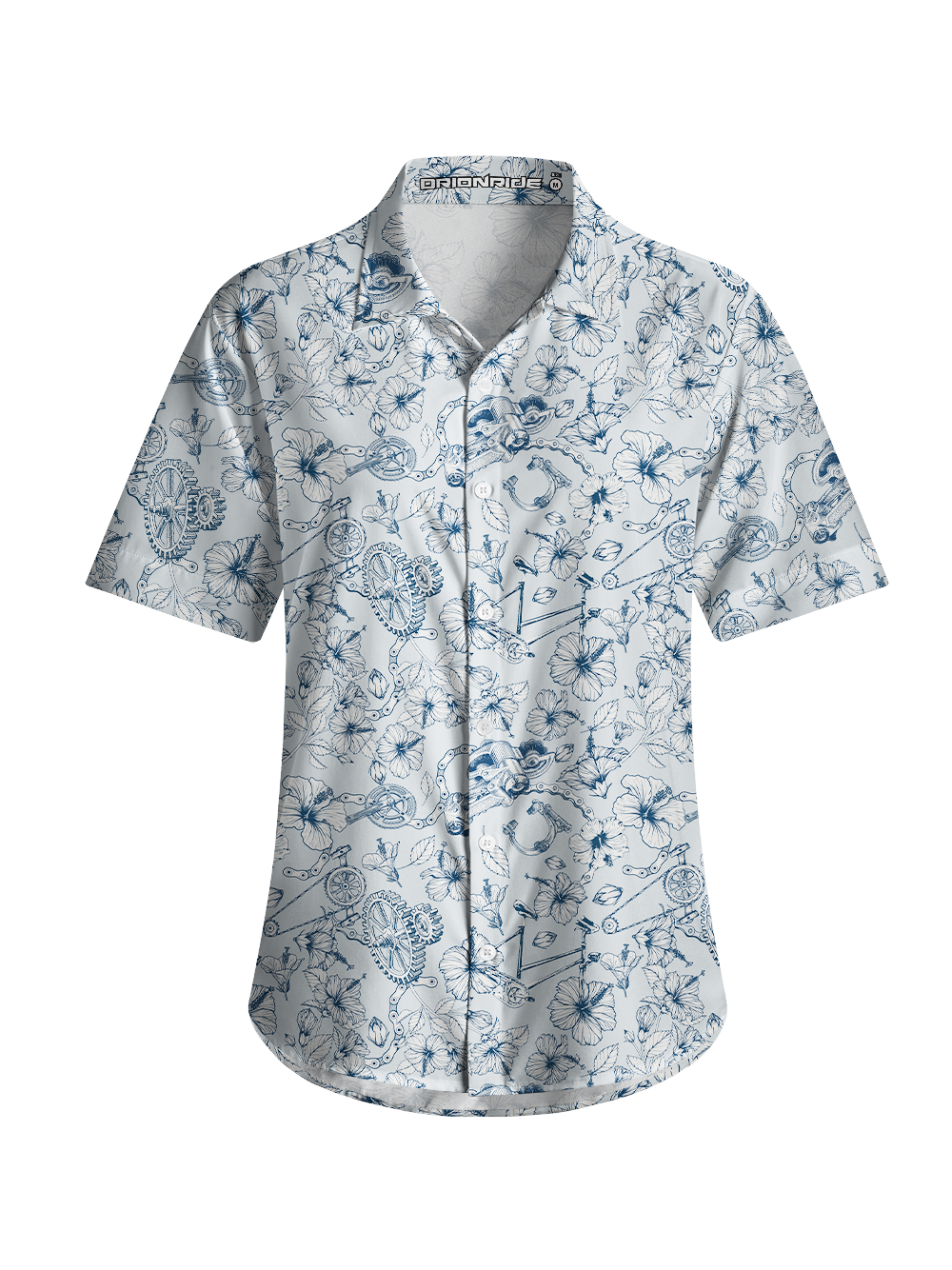 Orionride Hibiscus Gear Zipper Pockets Ultra Lightweight Short Sleeves Women's Gravel Shirt