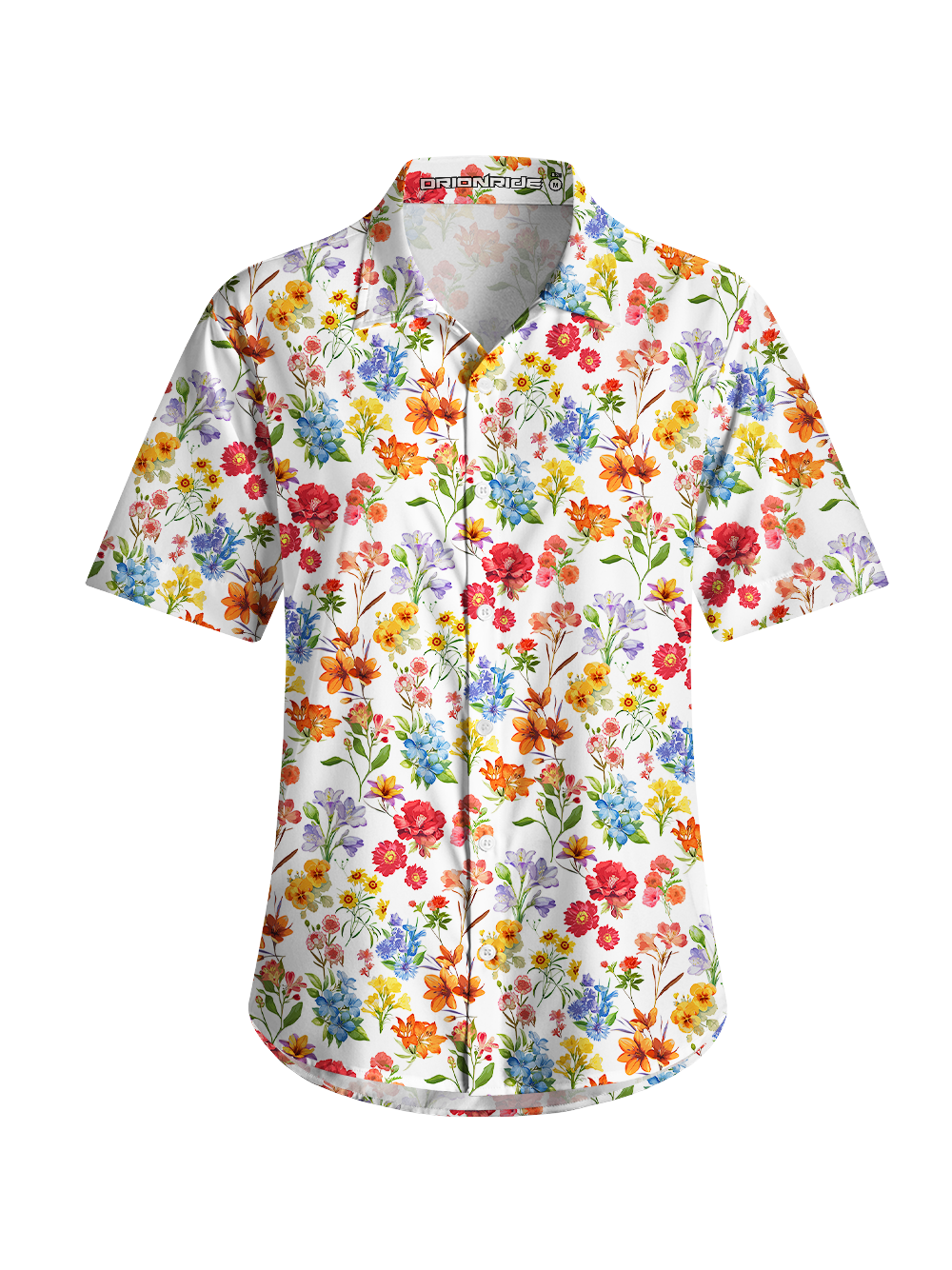 Orionride Sunshine Floral Zipper Pockets Ultra Lightweight Short Sleeves Women's Gravel Shirt