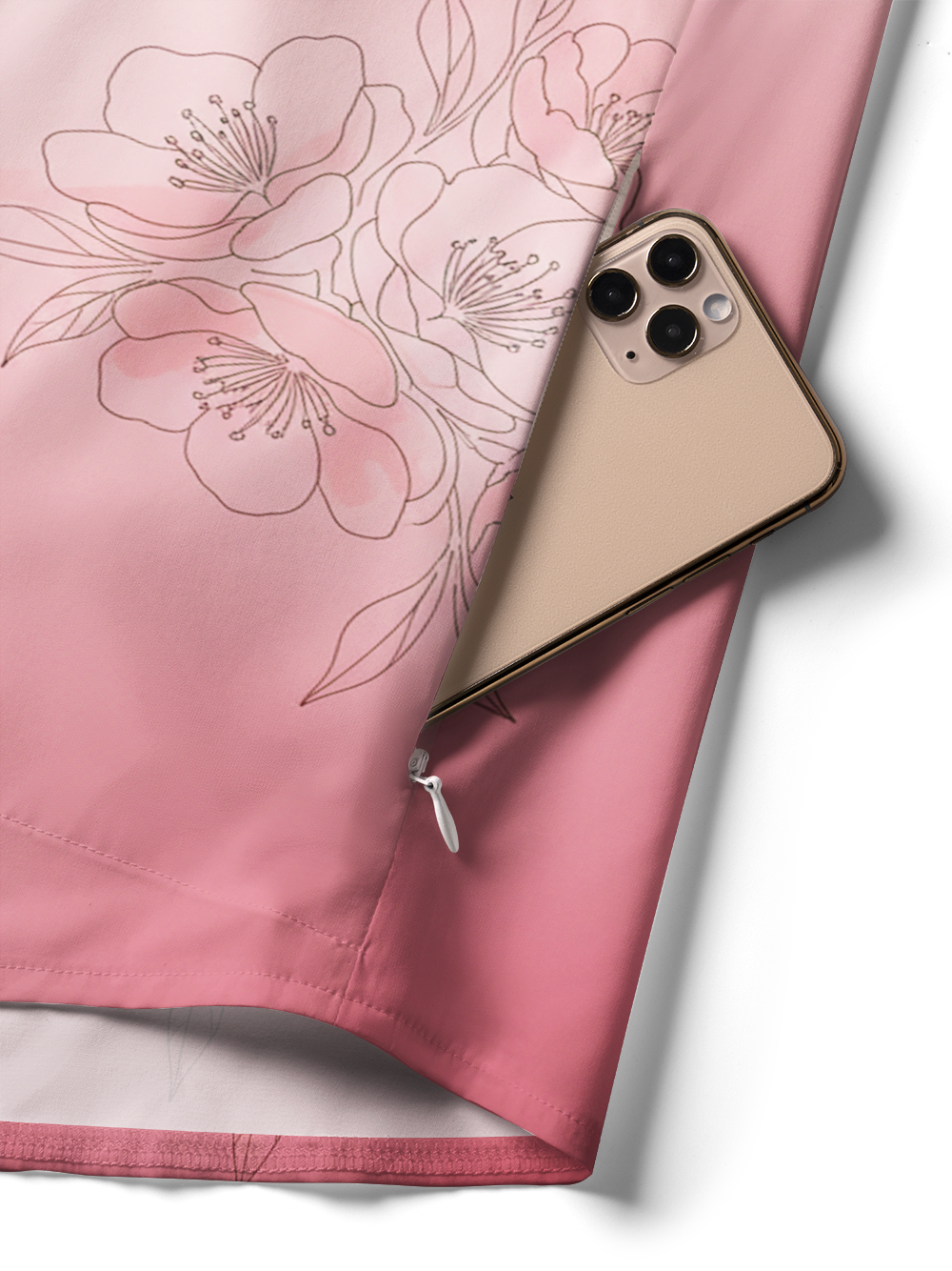 Orionride Pink Peach Blossoms Zipper Pockets Ultra Lightweight Short Sleeves Women's Gravel Shirt