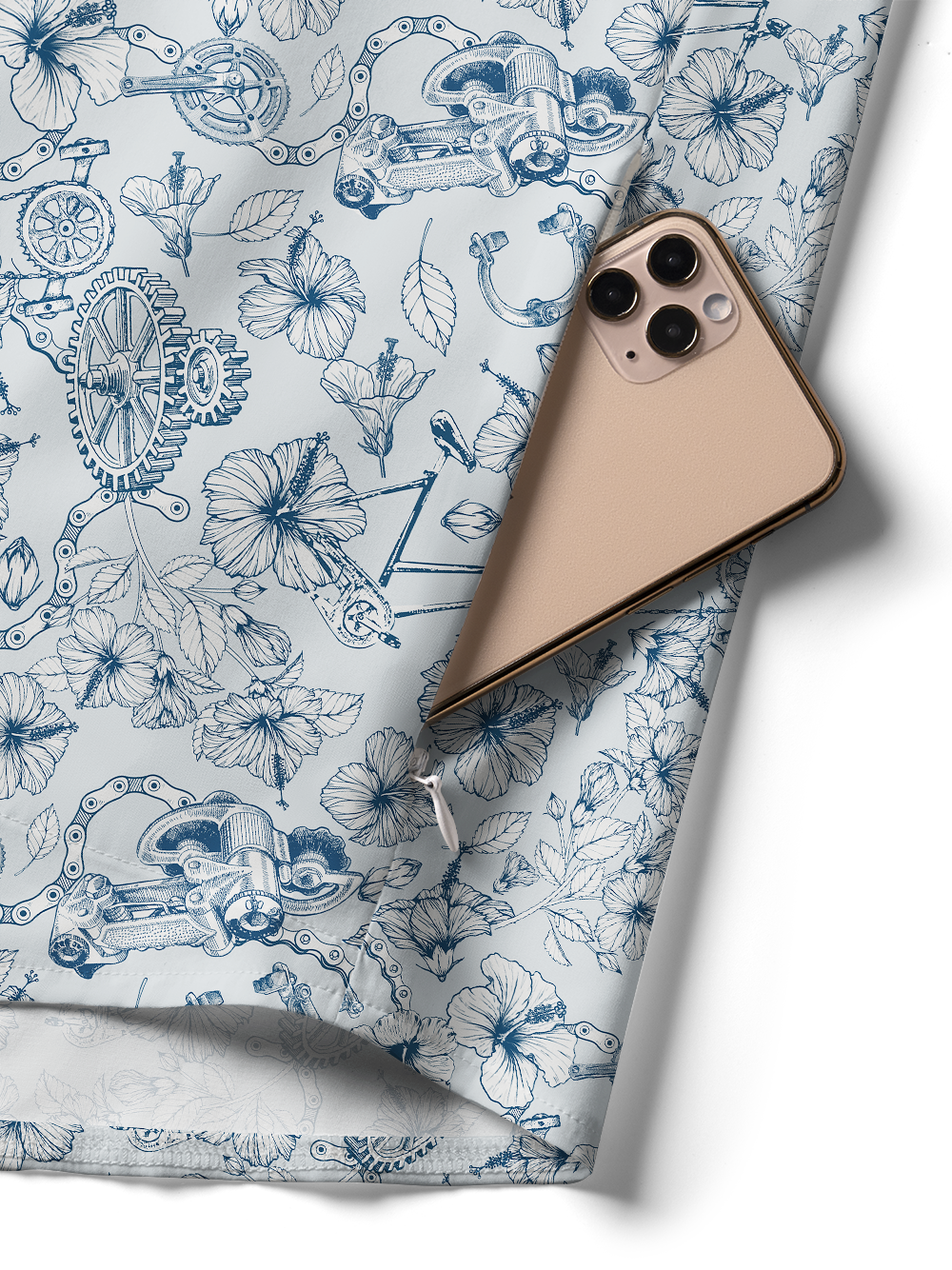 Orionride Hibiscus Gear Zipper Pockets Ultra Lightweight Short Sleeves Women's Gravel Shirt