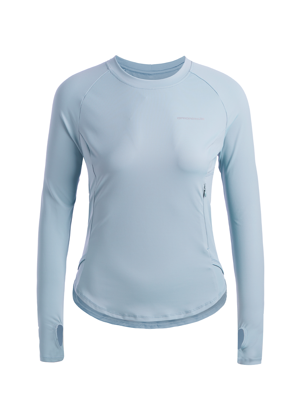 Orionride Women's Zipper Pockets Thumb Holes Long Sleeve Cycling Shirt Blue