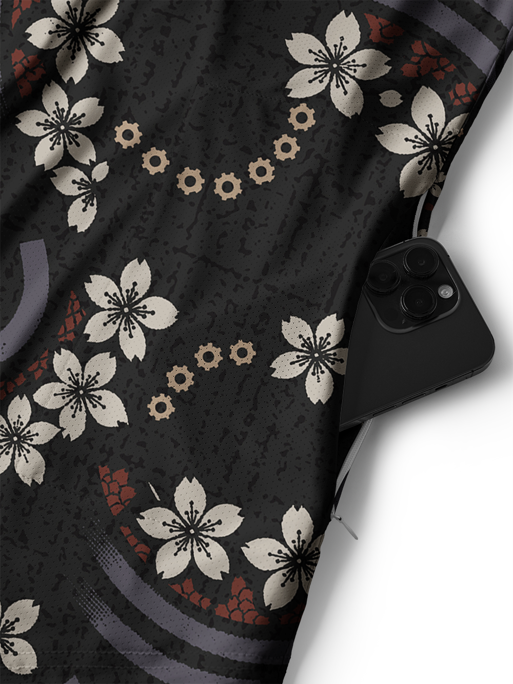 Orionride Sakura Pattern Men's Stretchy Breathable Long Sleeve Gravel Shirt