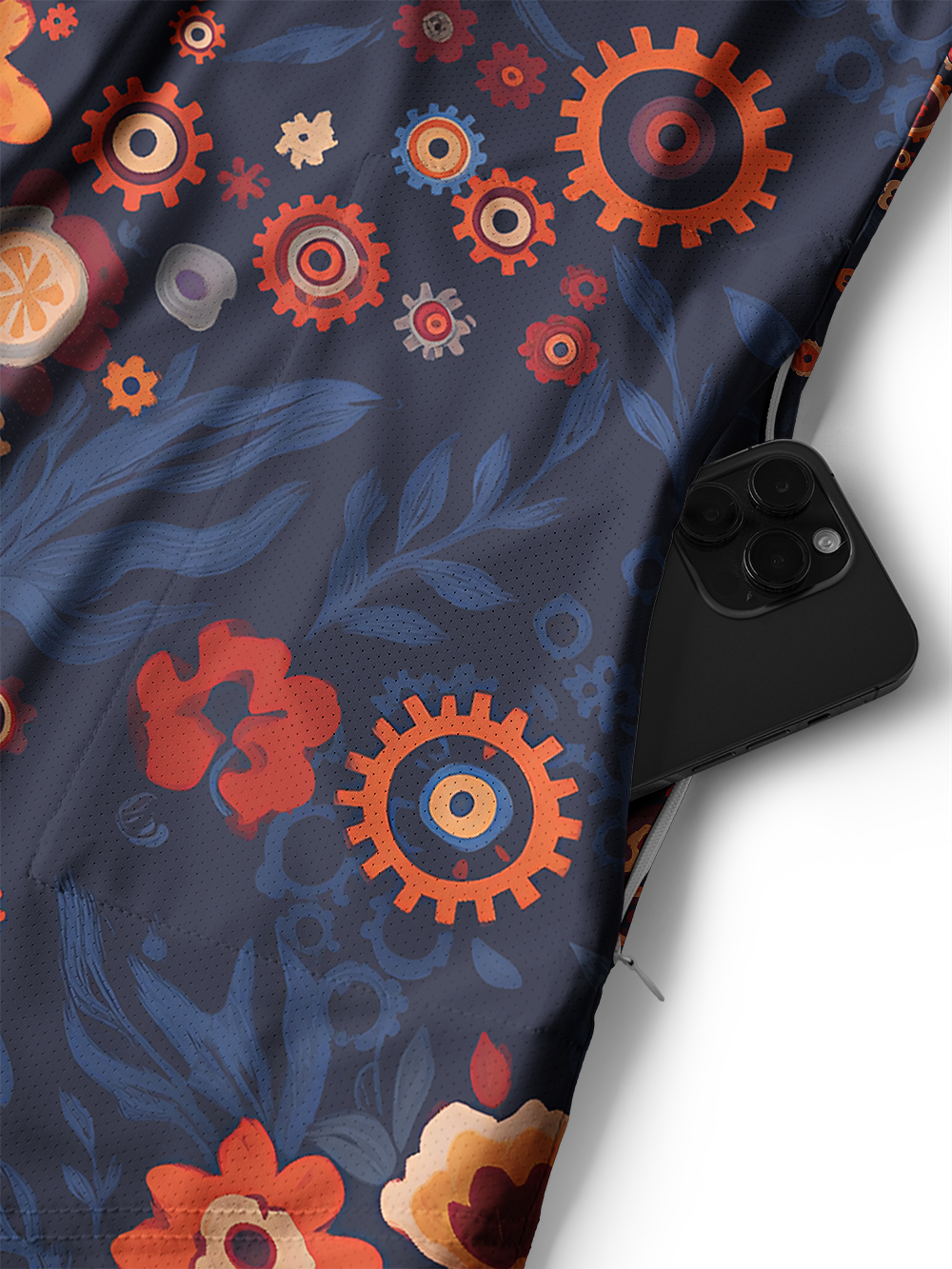 Orionride Mechanical Florals Men's Stretchy Breathable Long Sleeve Gravel Shirt