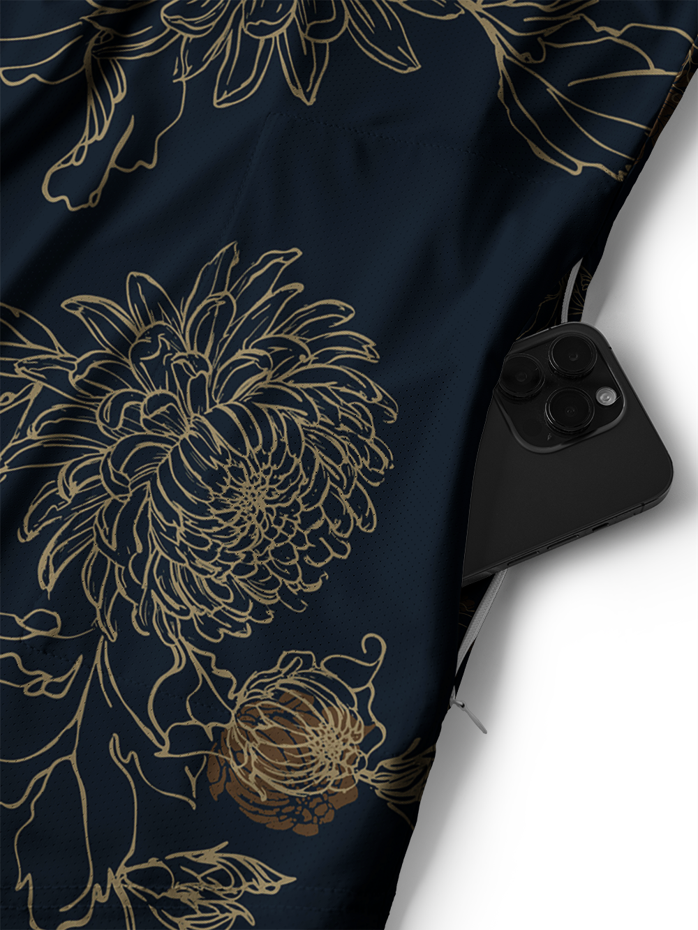 Orionride Golden Chrysanthemums Men's Stretchy Breathable Long Sleeve Gravel Shirt