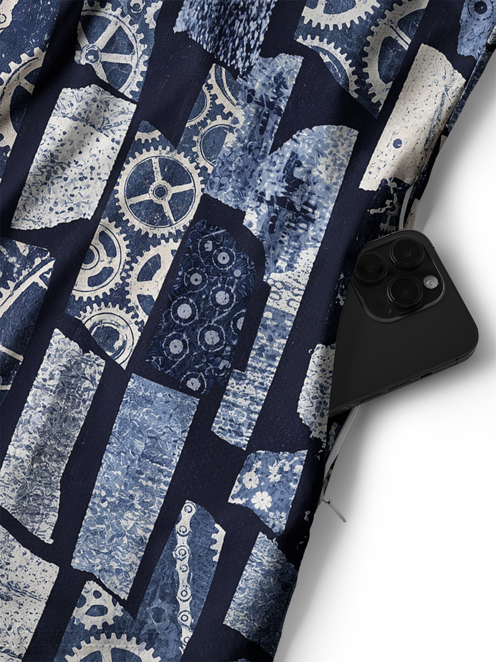 Orionride Indigo Gear Patchwork Men's Stretchy Breathable Long Sleeve Gravel Shirt