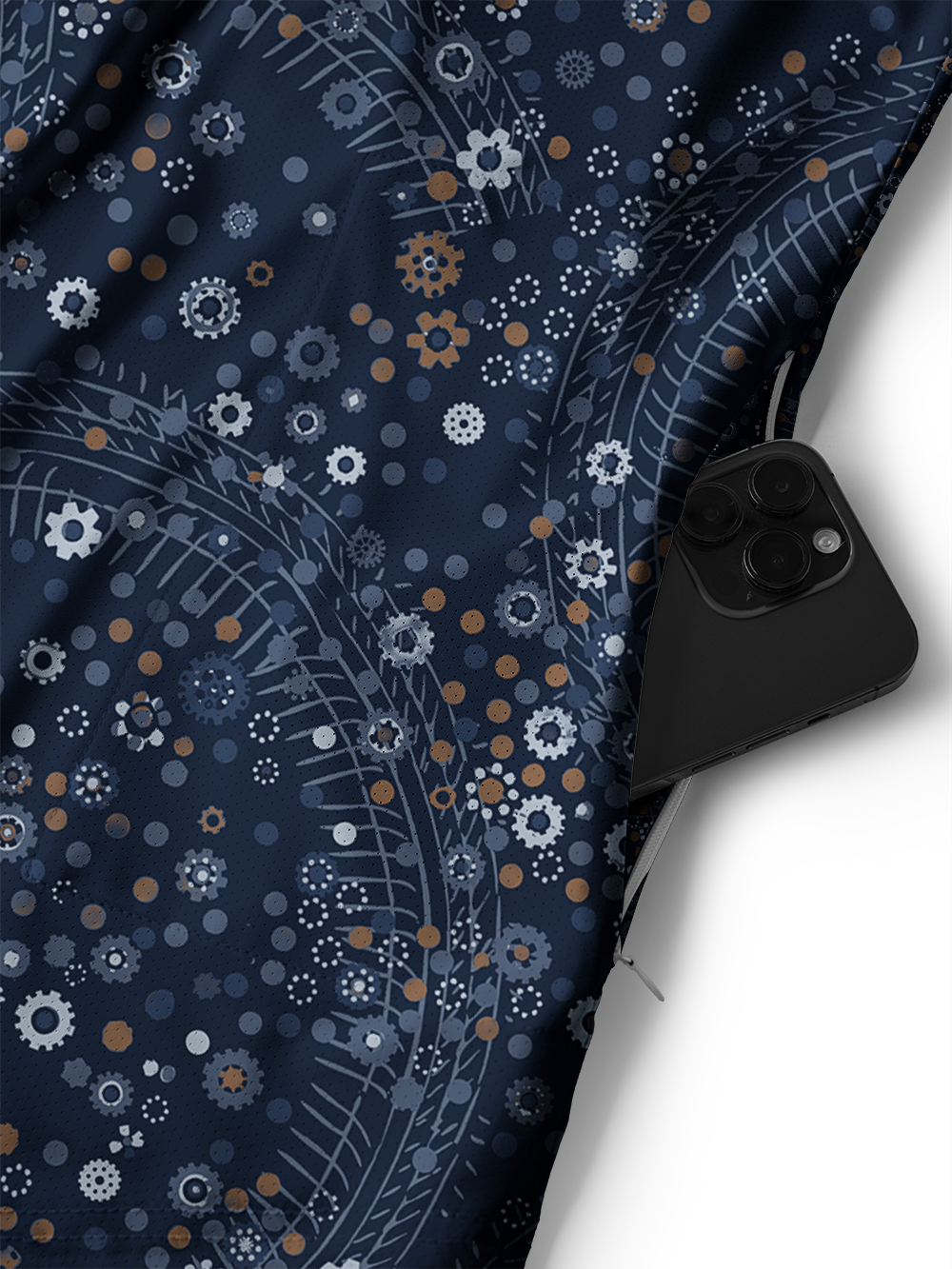 Orionride Gears and Flowers Men's Stretchy Breathable Long Sleeve Gravel Shirt