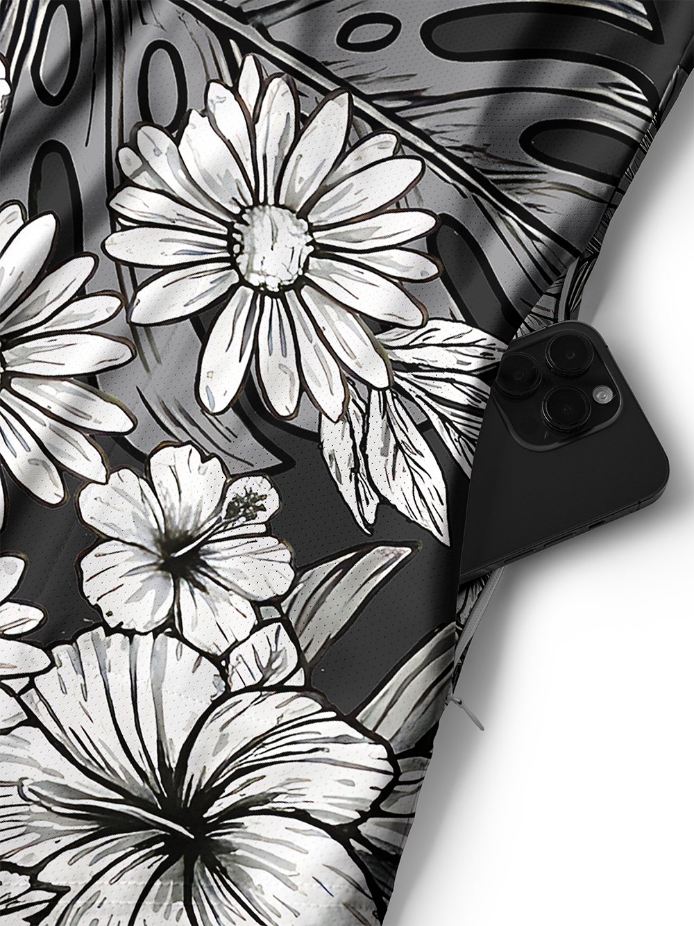 Orionride Shadow Flowers Men's Stretchy Breathable Long Sleeve Gravel Shirt