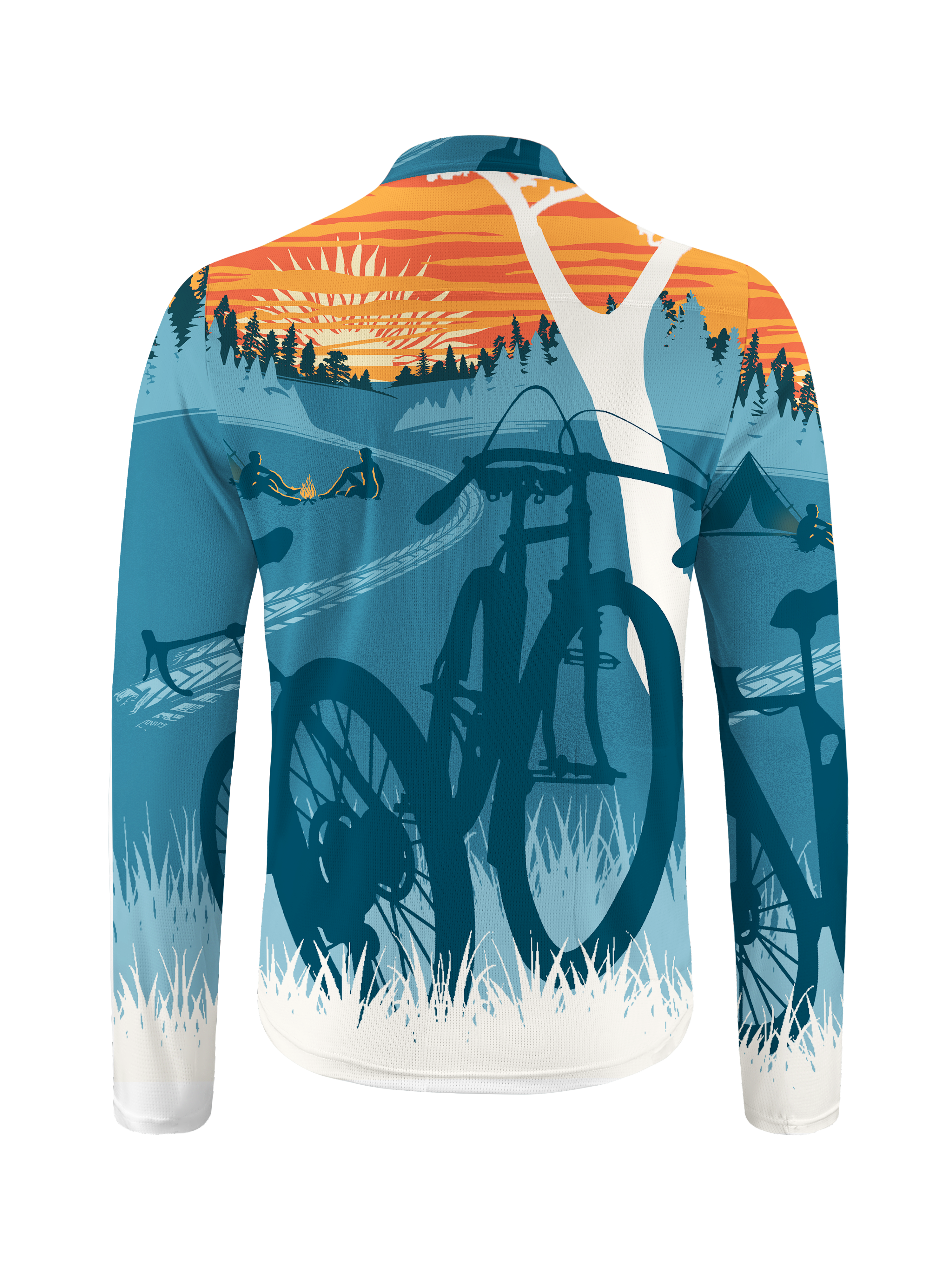 Orionride Sunset Camping Long Sleeve Half Zipper Mountain Bike Jersey