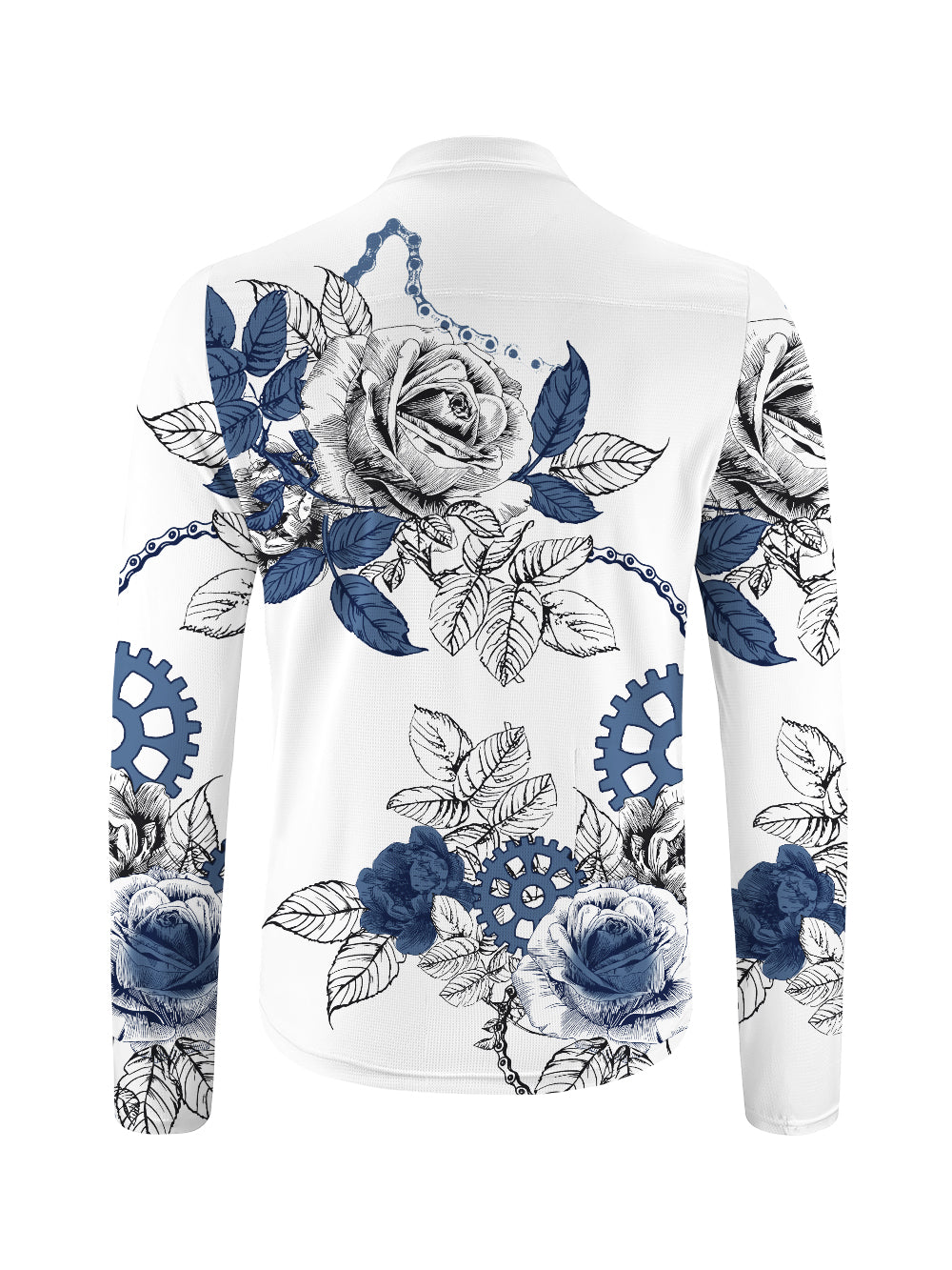 Orionride Blooming Roses Long Sleeve Half Zipper Mountain Bike Jersey