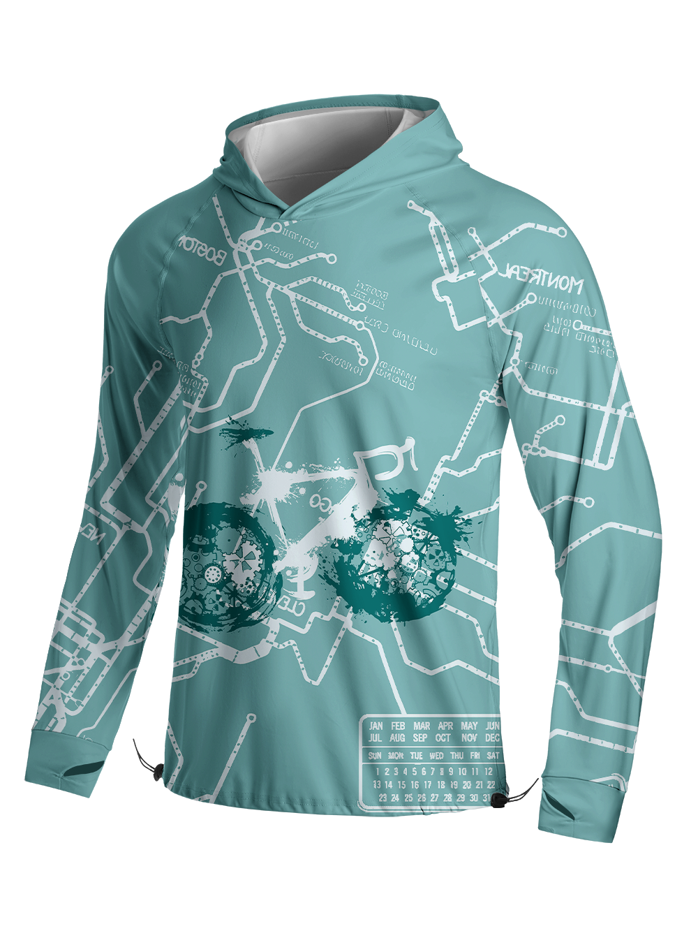 Orionride Green Trail Long Sleeve Cycling Hoodie Shirt