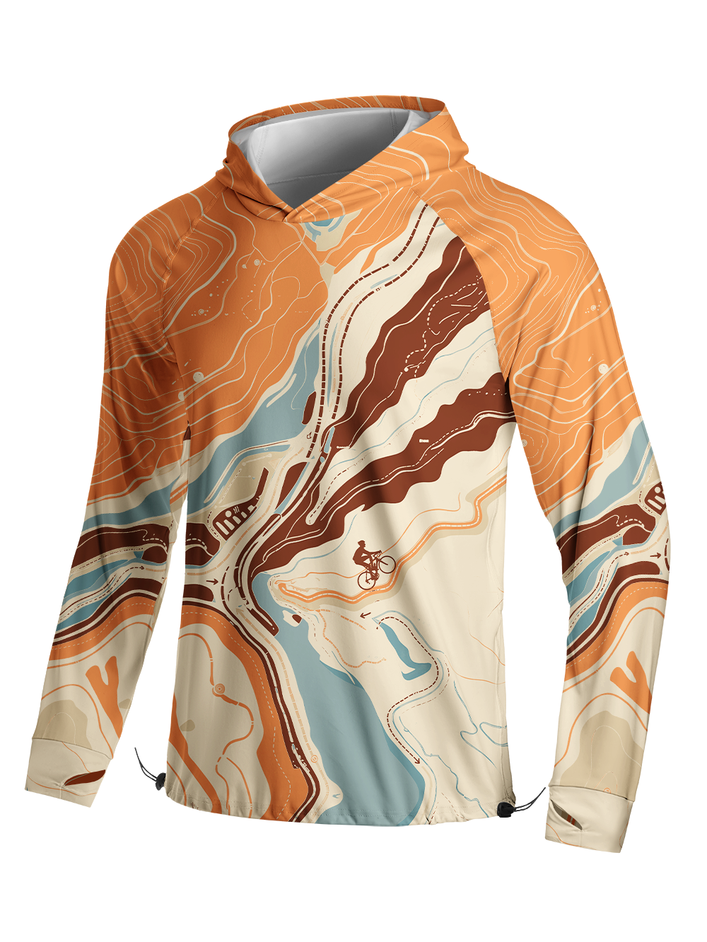 Orionride Map Ride Trail Long Sleeve Cycling Hoodie Shirt