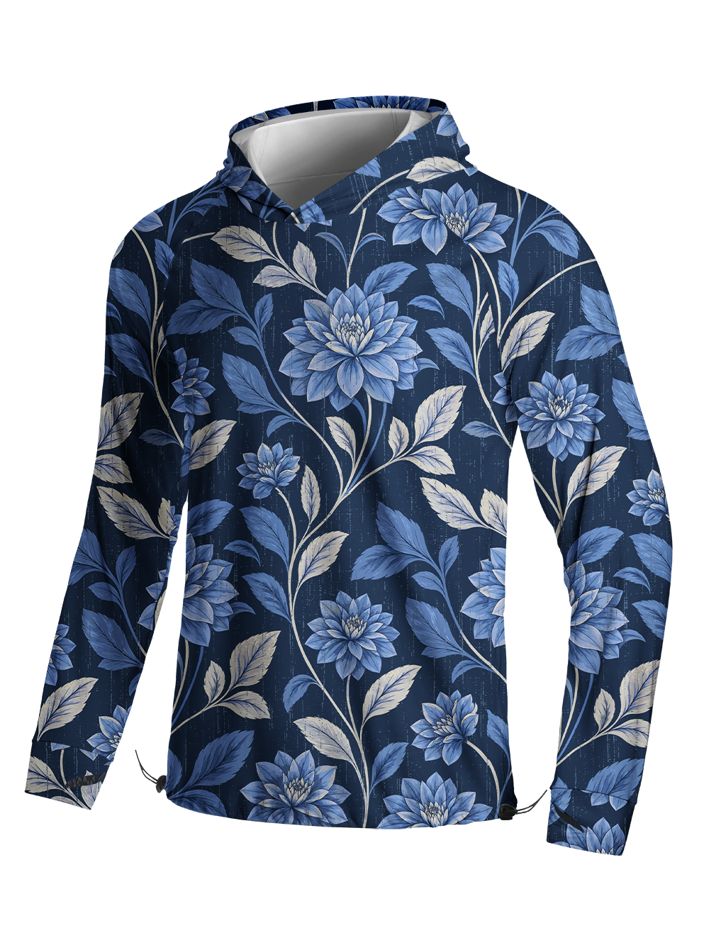 Orionride Indigo Bloom Long Sleeve Cycling Hoodie Shirt